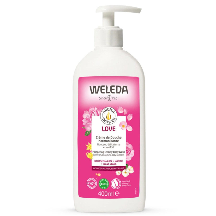 Weleda Aroma Shower Gel Love Damask Rose, Jasmin, Ylang-yLang para todos los tipos de piel 400ml (13.52 fl oz)