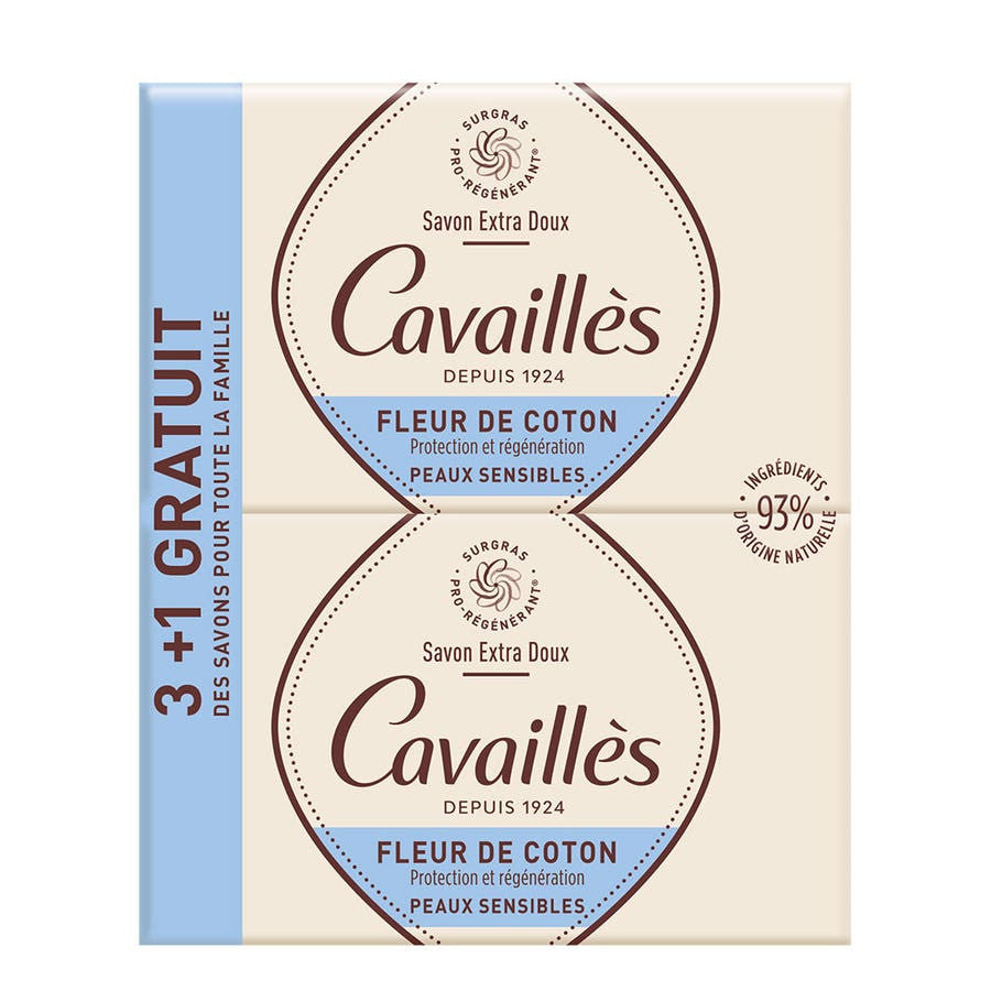 Rog Cavaills Extra Gentle Savon Fleur De Coton 250g x4 (8.81 oz x4)