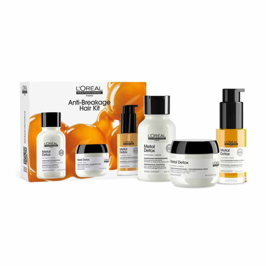 L'Oréal Professionnel Metal Detox Anti-Metal Shampoo, Anti-Deposit Masks and Protective Oil Kit Sensitized and brittle hair