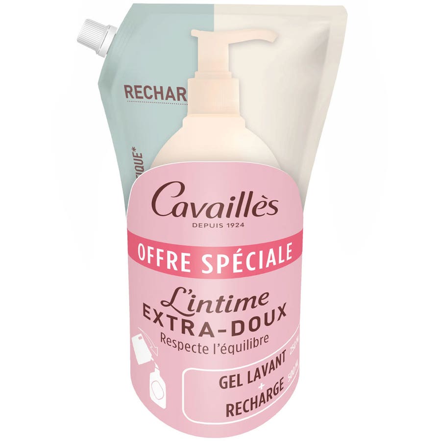 Cavaillès Ultra-soft Intima Care 250ml (8.45fl oz) + Eco-Refill 250ml (8.45fl oz)