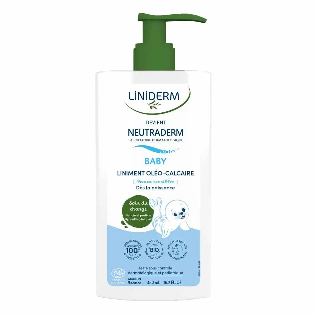 Liniderm Olive oil/limewater emulsion for nappy changing Certifé Bio 480ml (16.23fl oz)