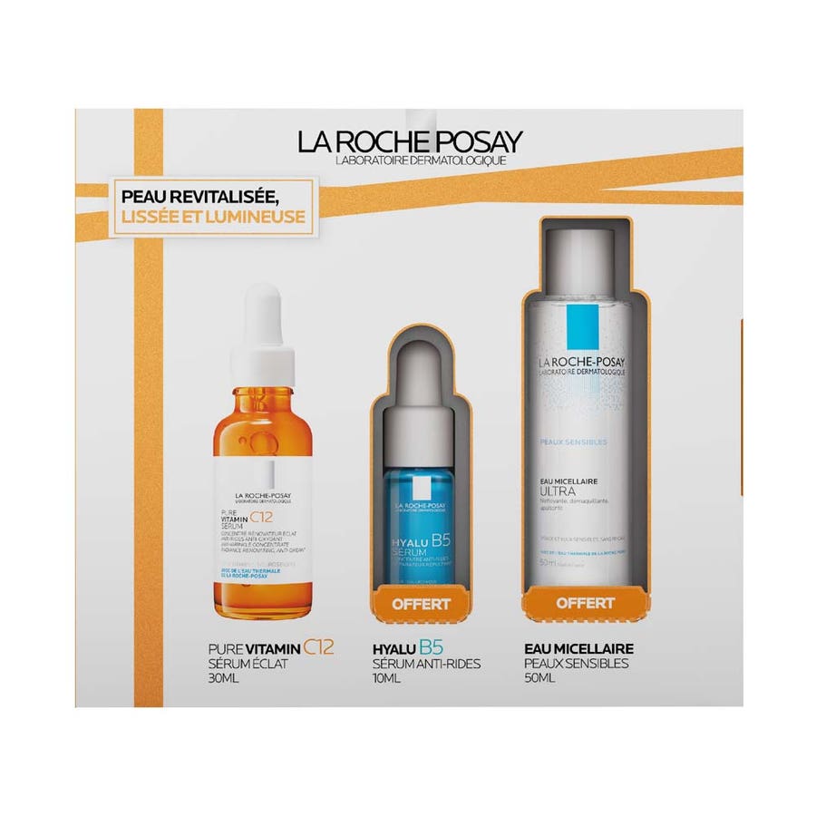 La Roche-Posay Pure Vitamin C12 Coffret Sérum Eclat Anti-rides Anti-oxydant & Sérum Hyalu B5 Suractivé 10ml (0.34 fl oz) OFFERT + Eau Micellaire 50ml OFFERT