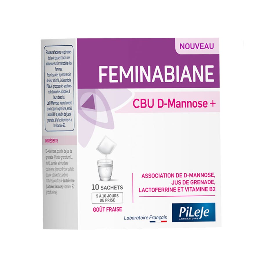 Pileje Feminabiane CBU D-Mannose+ Goût Fraise 10 sachets to dilute