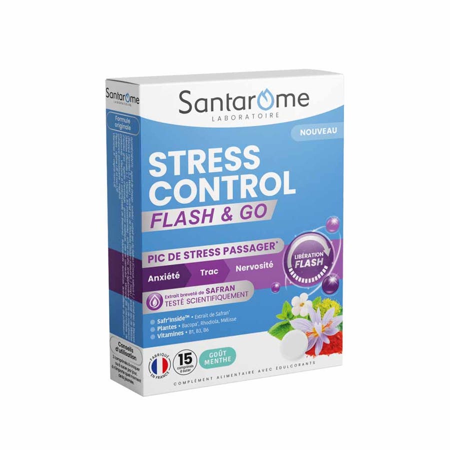 Santarome Stress Control Flash & Go Stress and nervousness 15 chewable tablets