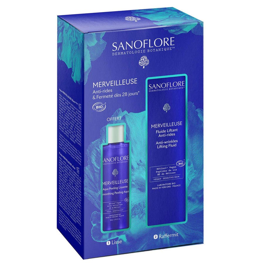 Sanoflore Merveilleuse Coffret Fluide Liftant Anti-Rides et Aqua Peeling Lissante Bio OFFERT