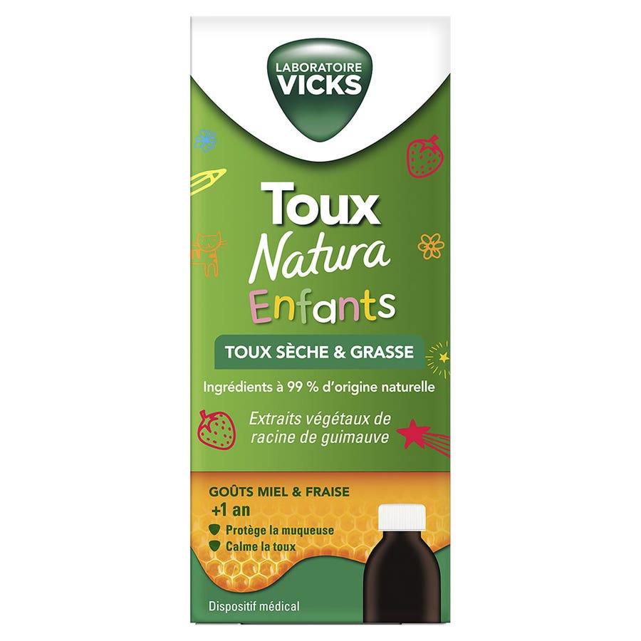 Vicks Toux Natura Enfants Sirop Contre La Toux Sèche Et Grasse 140ml (4.73 fl oz)