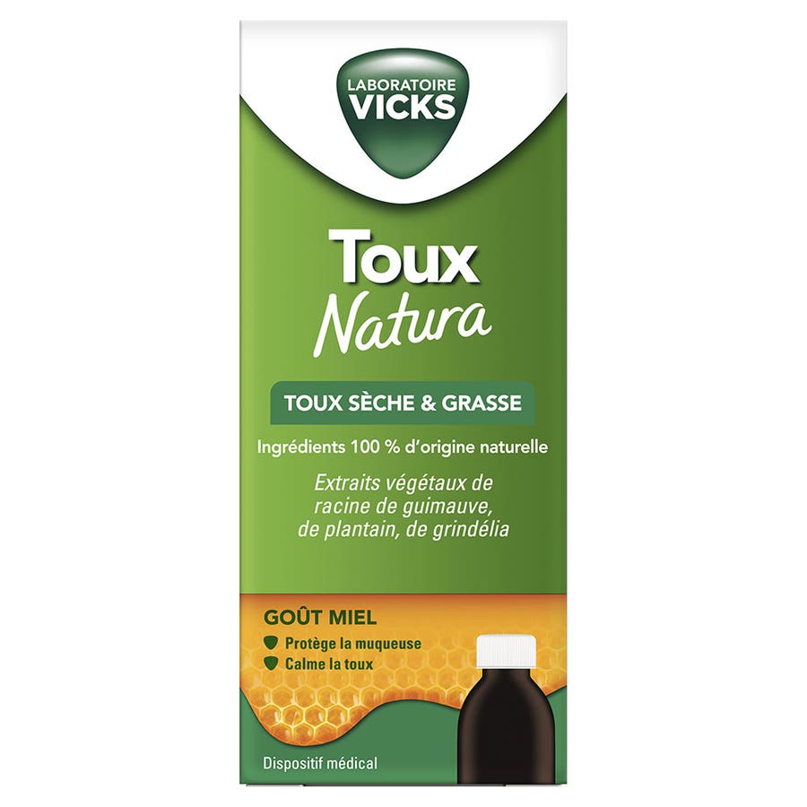 Vicks Toux Natura Sirop Contre La Toux Sèche Et Grasse 140ml (4.73 fl oz)