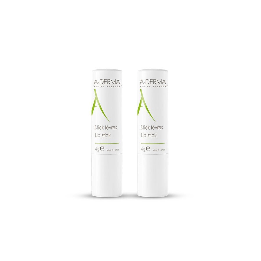 A - Derma Lip Stick 4g x2 (0.14oz x2) - Moisturizing and Protective Lip Balm with Rhealba Oats - FrenchBeautyHub