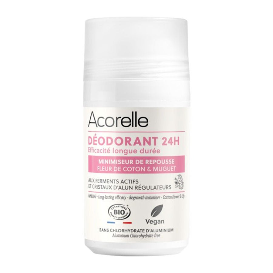 Acorelle Deodorant Roll - On 24h Hair Regrowth Minimizer Bio Certified 50ml (1.69 fl oz) - FrenchBeautyHub