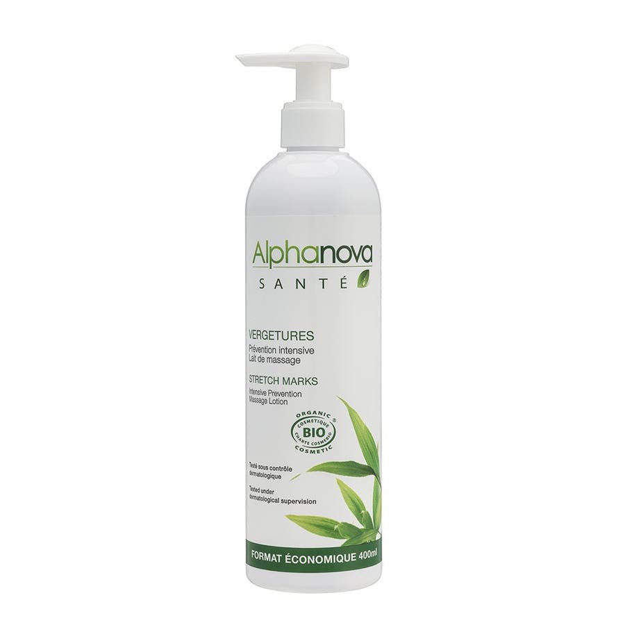 Alphanova Organic Mum Stretch Marks Prevention Intensive Massage Milk Bioes 400ml (13.52fl oz) - FrenchBeautyHub