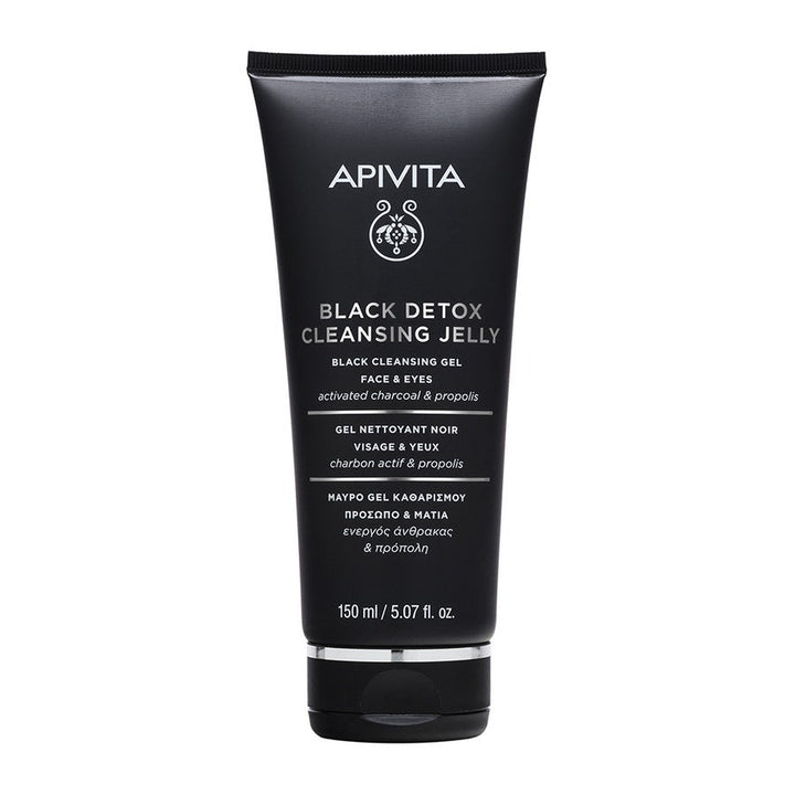 Apivita Black Detox Cleansing Gel for Face and Eyes 150ml (5.07fl oz) - FrenchBeautyHub