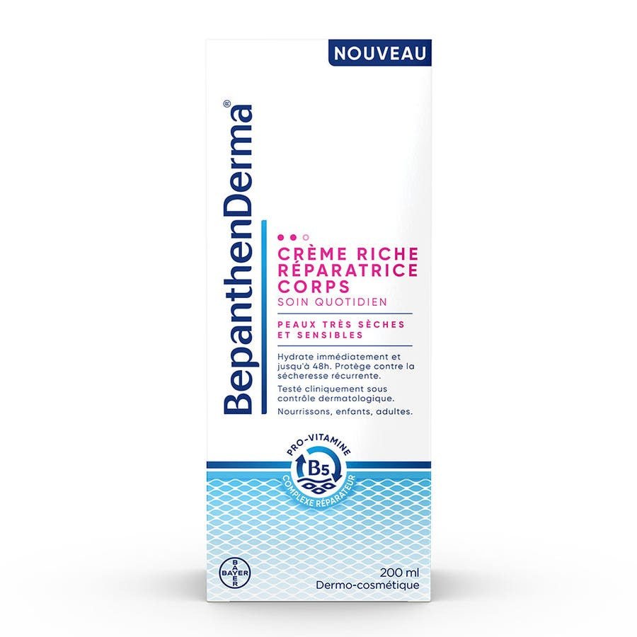 Bepanthen Derma Derma Rich Repairing Body Cream Tube Very dry and sensitive skin 200ml (6.76fl oz) - FrenchBeautyHub