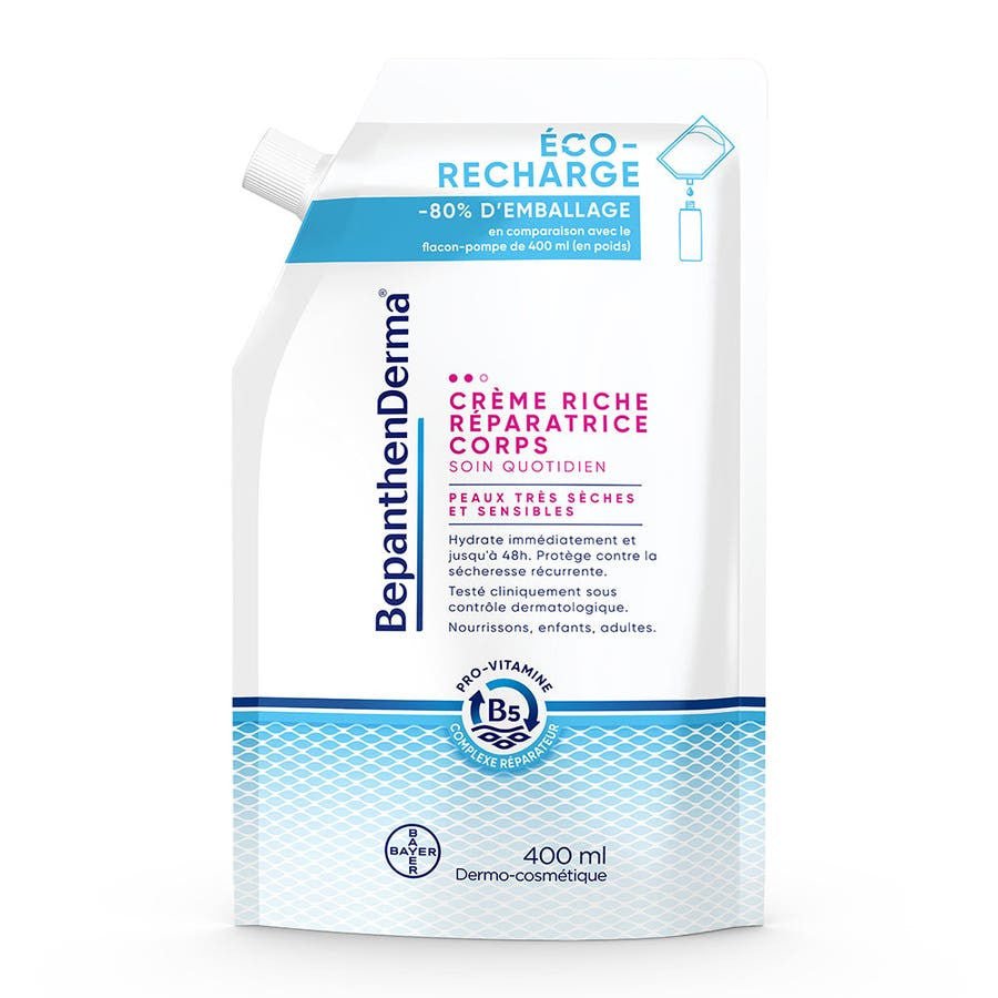 Bepanthen Derma Eco - Recharge Rich Body Repair Cream Very dry and sensitive skin 400ml (13.52fl oz) - FrenchBeautyHub