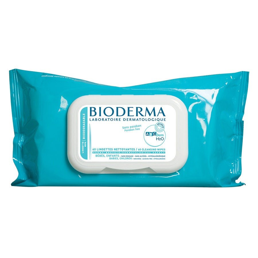 Bioderma ABCDerm H2O Cleansing Wipes x60 - 60 Wipes - FrenchBeautyHub