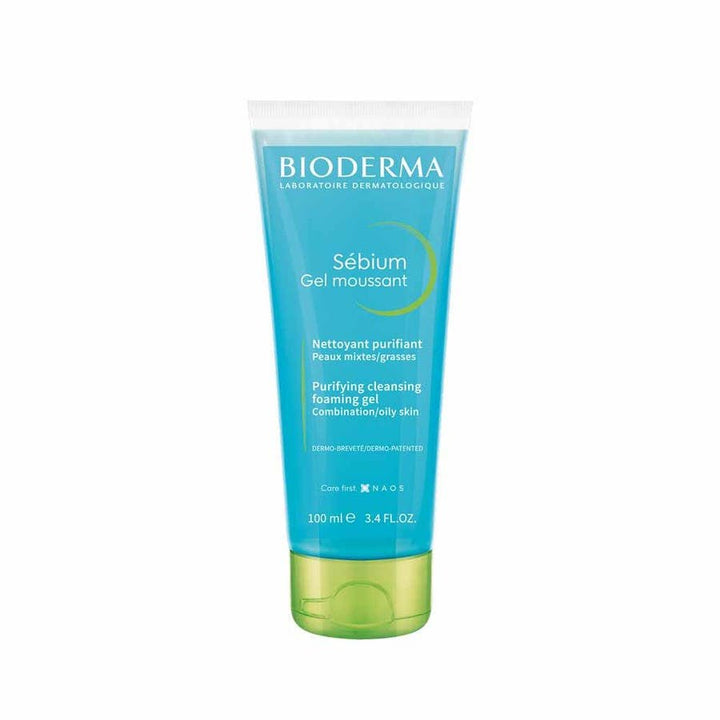 Bioderma Sebium Purifying Cleansing Foaming Gel combination to oily skin Peaux grasses 100ml (3.38fl oz) - FrenchBeautyHub