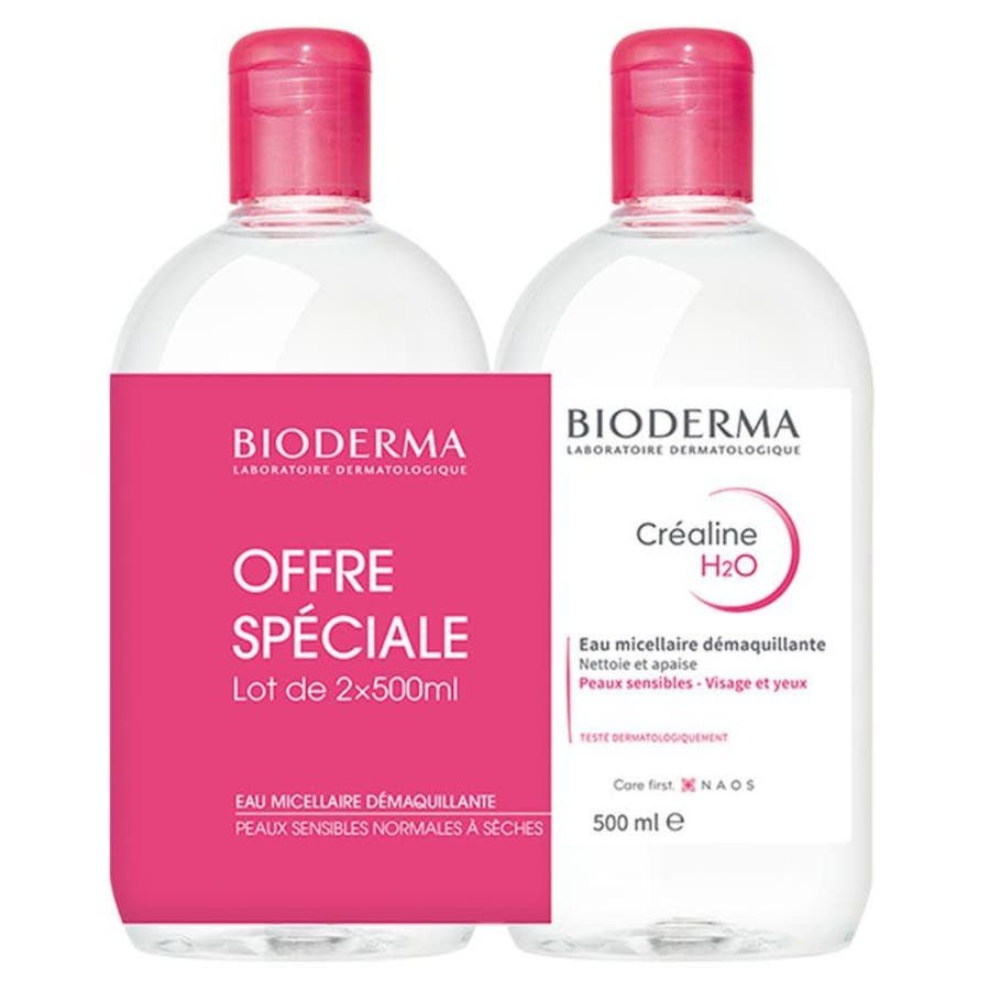 Bioderma Sensibio H2O Micellar Solution Makeup Remover Fragrance - Free 500ml x2 (16.90 fl oz x2) - FrenchBeautyHub