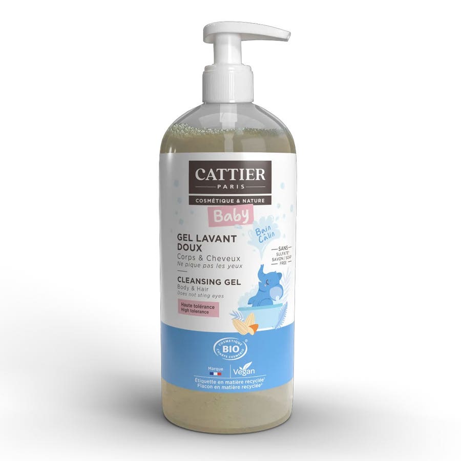Cattier Baby Gel Lavant Doux Corps Et Cheveux Bio 500ml (16.91fl oz) - FrenchBeautyHub