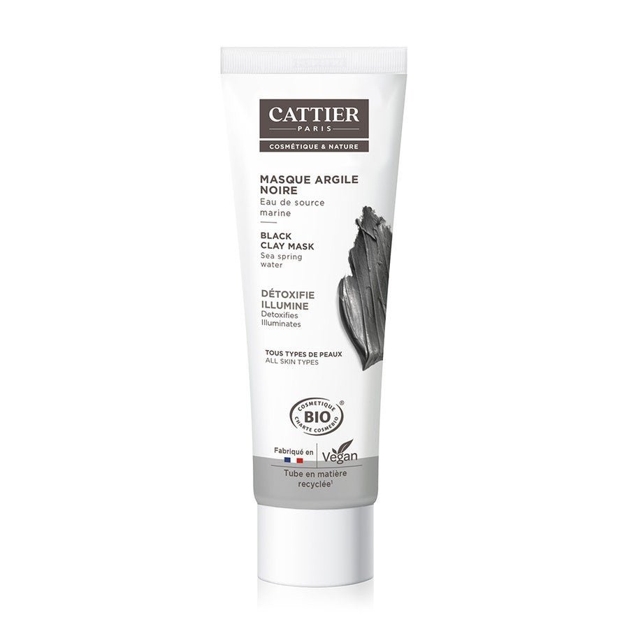 Cattier Black Clay Mask 100ml (3.38 fl oz) - Detoxifies and Illuminates, Organic Cosmetics - FrenchBeautyHub
