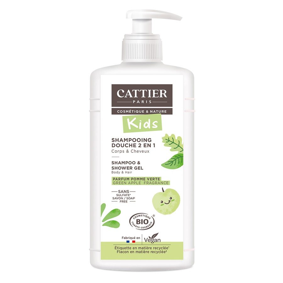 Cattier Cattier Shower Gel Detangling Shampoo 2 - in - 1 Green Apple Fragrance 500ml - FrenchBeautyHub