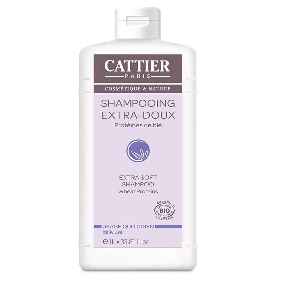 Cattier Daily Use Extra Soft Shampoo Wheat Proteins 1L (33.81fl oz) - FrenchBeautyHub