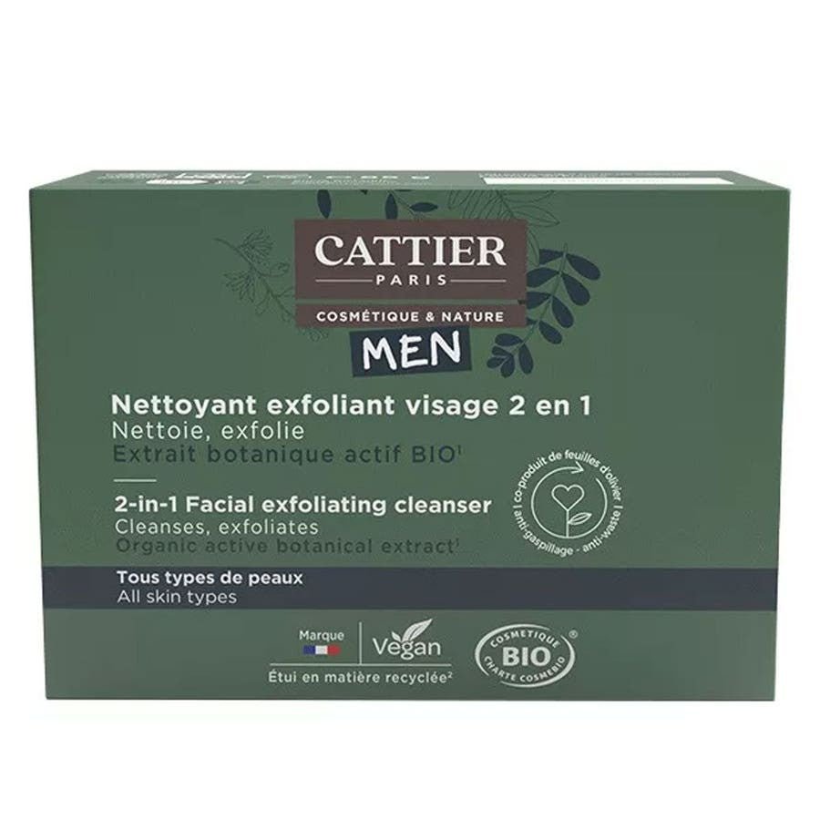 Cattier Man 2 in 1 Exfoliating Cleanser - Solide Bioes 85g (3 oz) - FrenchBeautyHub
