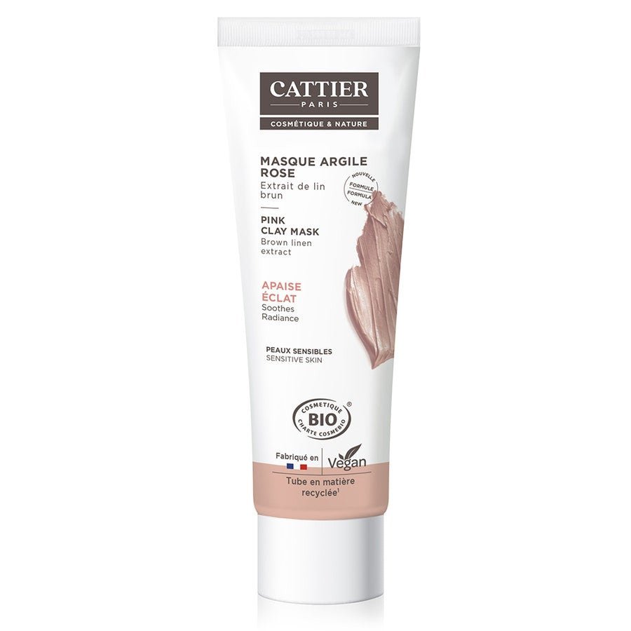 Cattier Pink Clay Face Mask for Sensitive Skin Purifying and Clarifying 100ml (3.38 fl oz) - FrenchBeautyHub