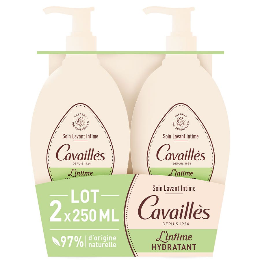 Cavaillès Intimate Dryness Extra Dry Skin Natural Intimate Care Sécheresse 250ml x2 (8.45fl oz x2) - FrenchBeautyHub