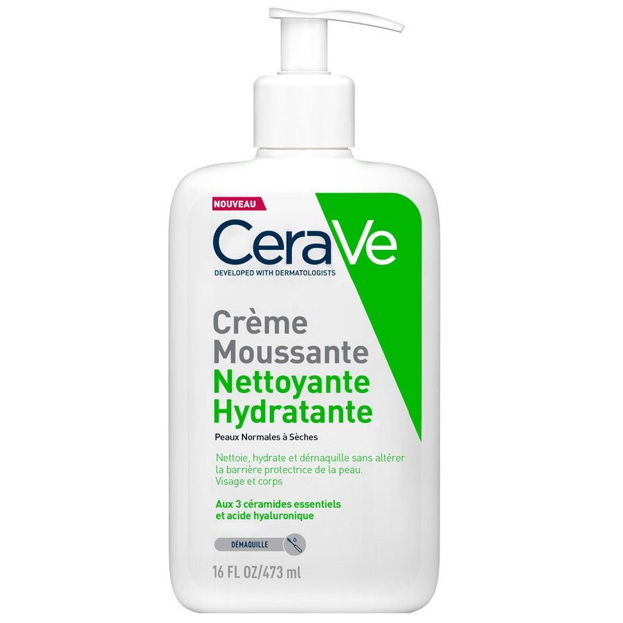 Cerave Face Cleanser Cleasing & Hydrating Foaming Cream Peaux Normales  Sches 473ml (15.99fl oz) - FrenchBeautyHub