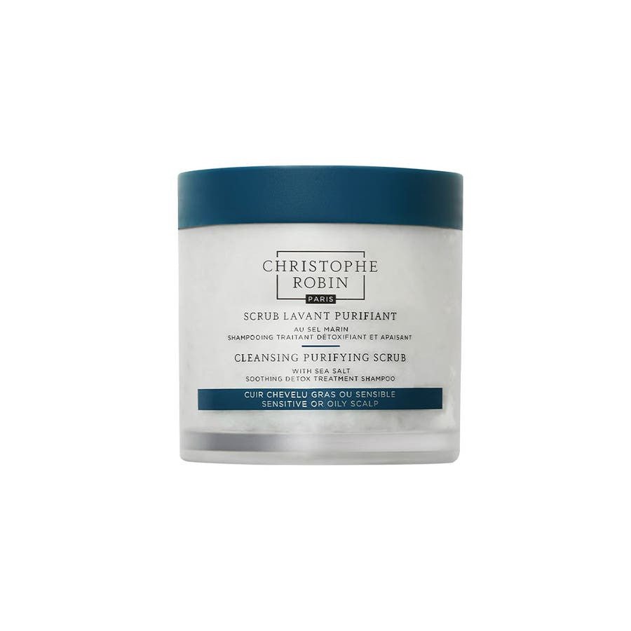 Christophe Robin Purifying Ritual Purifying Cleansing Scrub with sea salt Oily, sensitive scalp 250ml (8.45fl oz) - FrenchBeautyHub