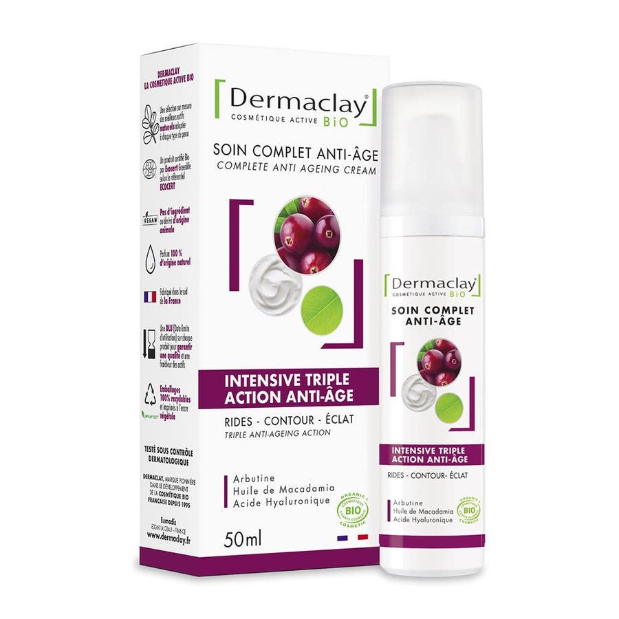 Dermaclay Intensive Triple Action Anti Ageing Cream 50ml (1.69fl oz) - FrenchBeautyHub