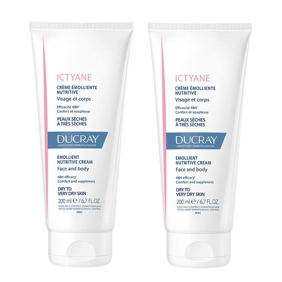 Ducray Ictyane Emollient Nutritive Cream Face And Body Dry To Very Dry Skin 200ml x2 (6.76fl oz x2) - FrenchBeautyHub