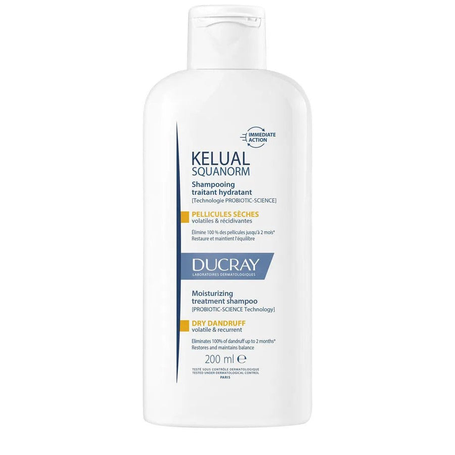 Ducray Kelual Squanorm Moisturizing Treatment Shampoo for Dry Dandruff 200ml (6.76fl oz) - FrenchBeautyHub