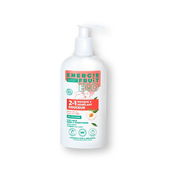 Energie Fruit 2 in 1 White Peach & Organic Rice Water Masks Fine Hair 300ml (10.14fl oz) - FrenchBeautyHub