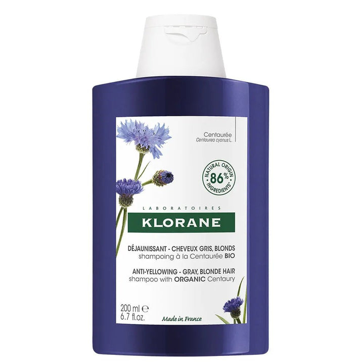 Klorane Anti - Yellowing Shampoo with Centaury for Gray and Blonde Hair - FrenchBeautyHub