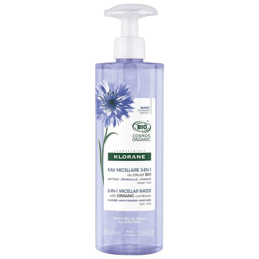 Klorane Cornflower Micellar Water 3 - in - 1 Organic 400ml (13.52 fl oz) - FrenchBeautyHub