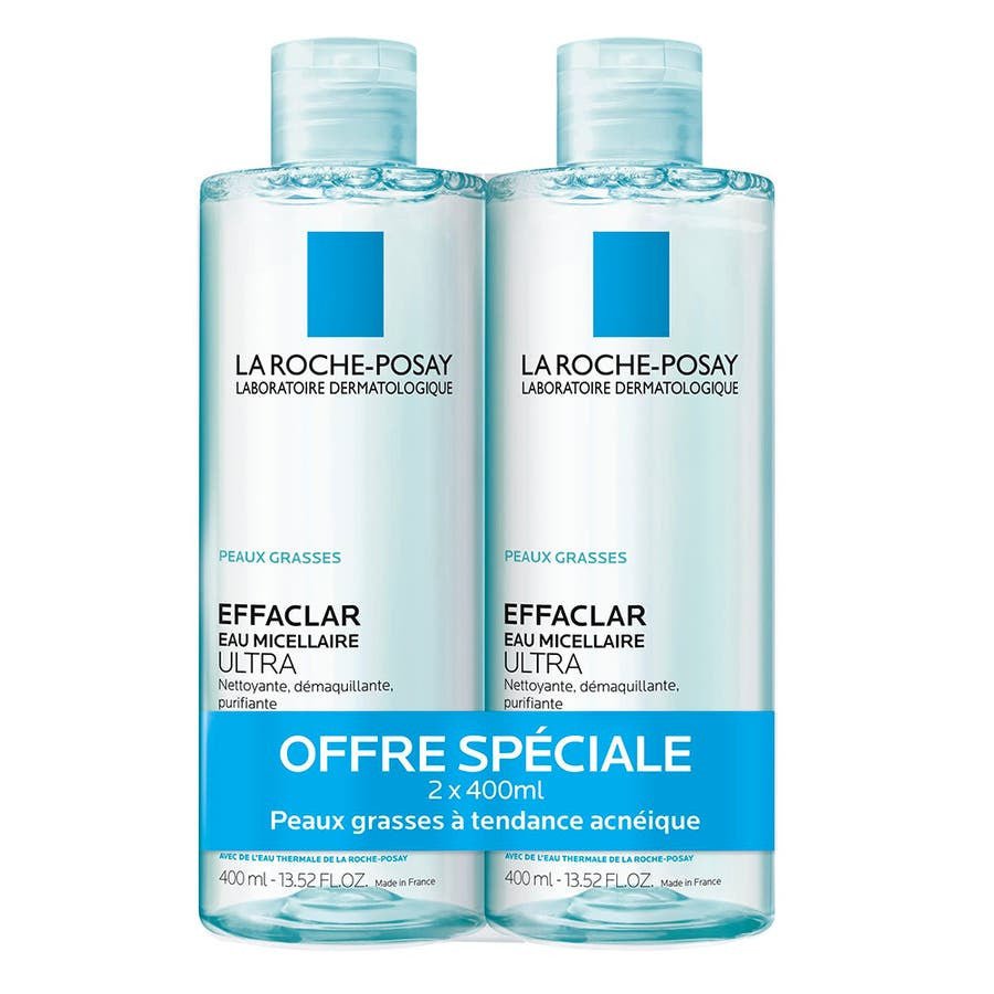 La Roche - Posay Effaclar Effaclar Purifying Micellar Water Oily Skin 400ml x2 (13.52fl oz x2) - FrenchBeautyHub