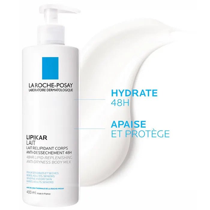 La Roche - Posay Lipikar Cleansing Gel and Relipid+ Body Lotion 400ml x2 (13.52fl oz x2) - FrenchBeautyHub