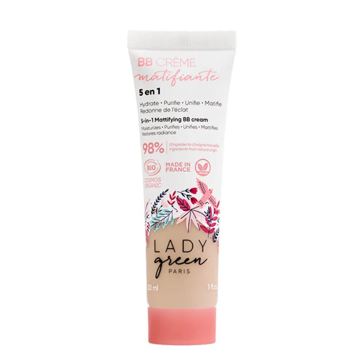 Lady Green Organic 5 - in - 1 mattifying BB cream Combination to oily skin 30ml (1.01fl oz) - FrenchBeautyHub
