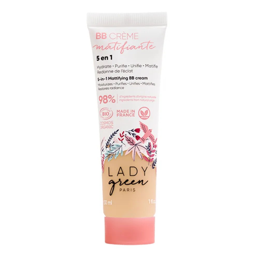 Lady Green Organic 5 - in - 1 mattifying BB cream Combination to oily skin 30ml (1.01fl oz) - FrenchBeautyHub