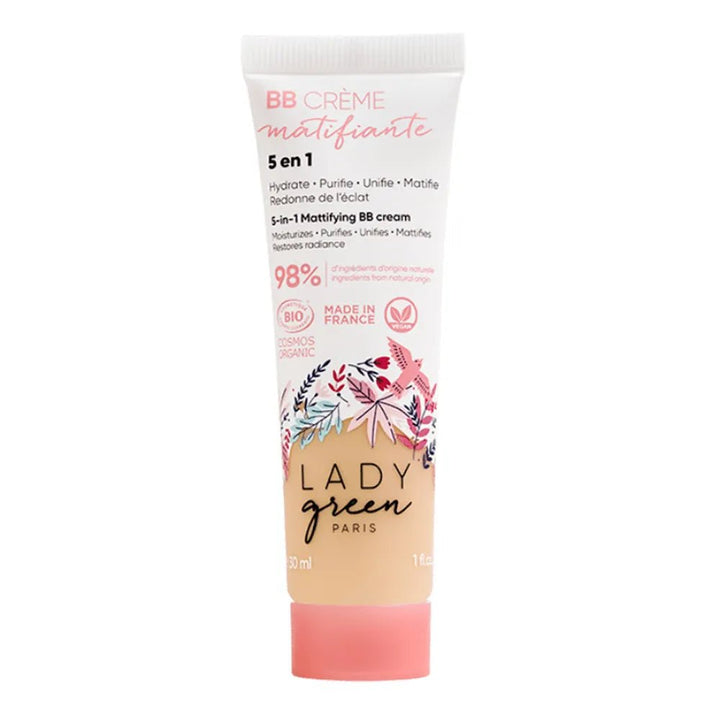 Lady Green Organic 5 - in - 1 mattifying BB cream Combination to oily skin 30ml (1.01fl oz) - FrenchBeautyHub