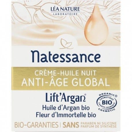 Natessance Argan Liftargan Divinissime Immortelle Night Cream Oil 6 Anti Ageing Actions Organic 50ml (1.69fl oz) - FrenchBeautyHub