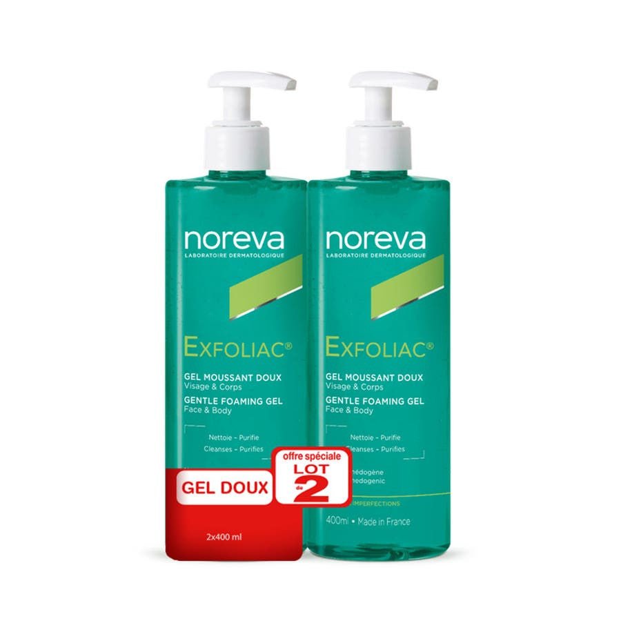Noreva Exfoliac Foaming Gel 400ml x2 (13.52fl oz x2) - FrenchBeautyHub