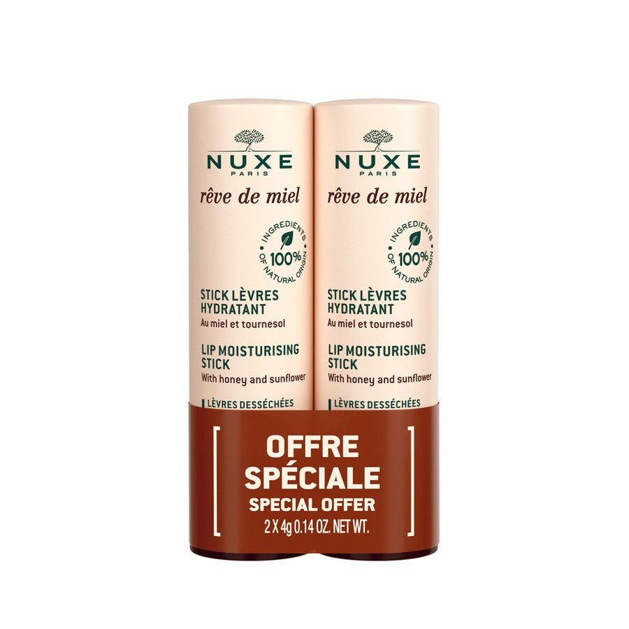 NUXE Rêve de Miel Lip Moisturizing Stick Duo with Honey and Sunflower - FrenchBeautyHub