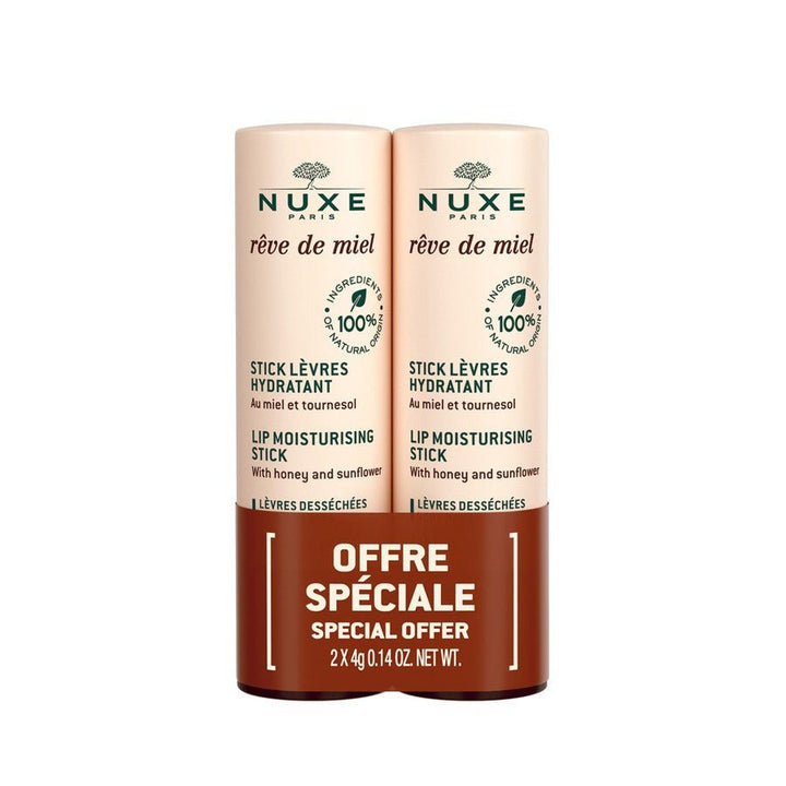 NUXE Rêve de Miel Lip Moisturizing Stick Duo with Honey and Sunflower - FrenchBeautyHub