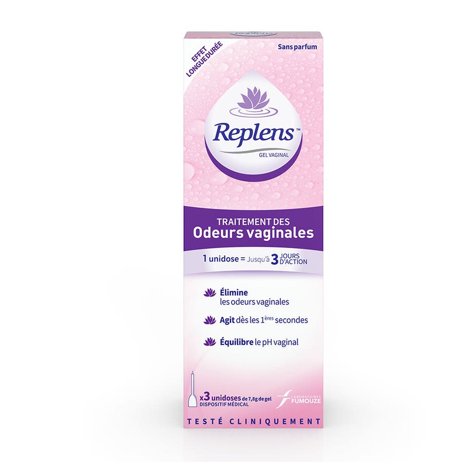 Replens Gel for the treatment of vaginal odour Perfumes free x3 single doses of 7.8g (0.27fl oz) - FrenchBeautyHub