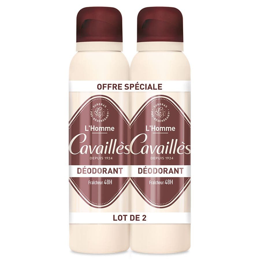 Rog Cavaills Deodorants Man 48H Freshness Spray 150ml x2 (5.07fl oz x2) - FrenchBeautyHub