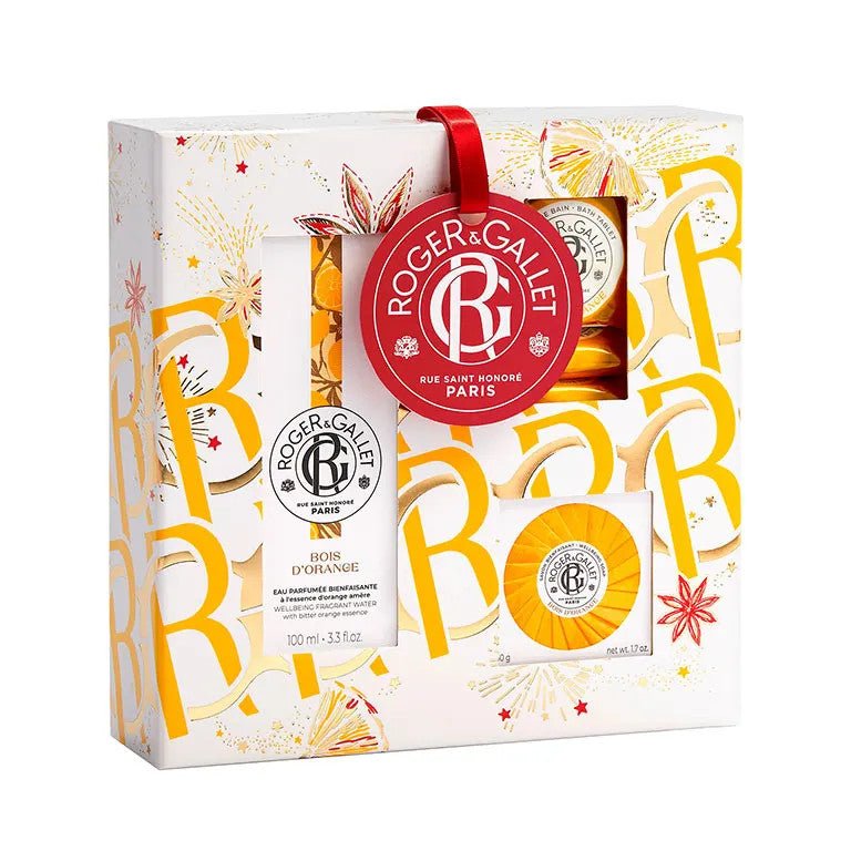 Roger & Gallet Bois d'Orange Gift Set Eau Parfumée Bienfaisante 100ml + Soap 50g + Bath Pebble 3x25g - FrenchBeautyHub