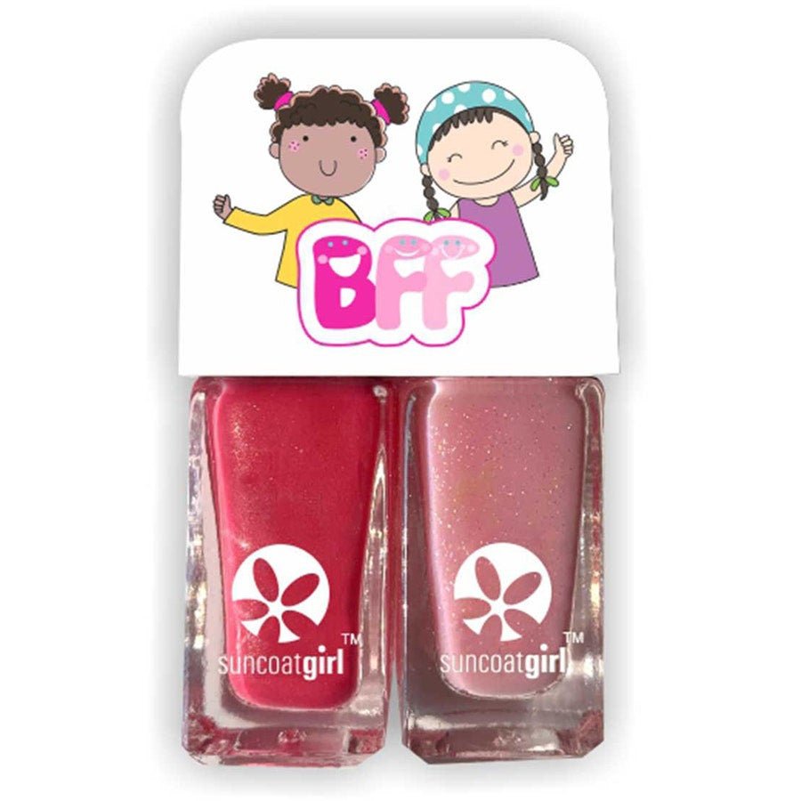 Suncoat Girl Sweeties Nail Polish Duo Bright Rose + Pale Glitter Pink 5ml x2 (0.16fl oz x2) - FrenchBeautyHub