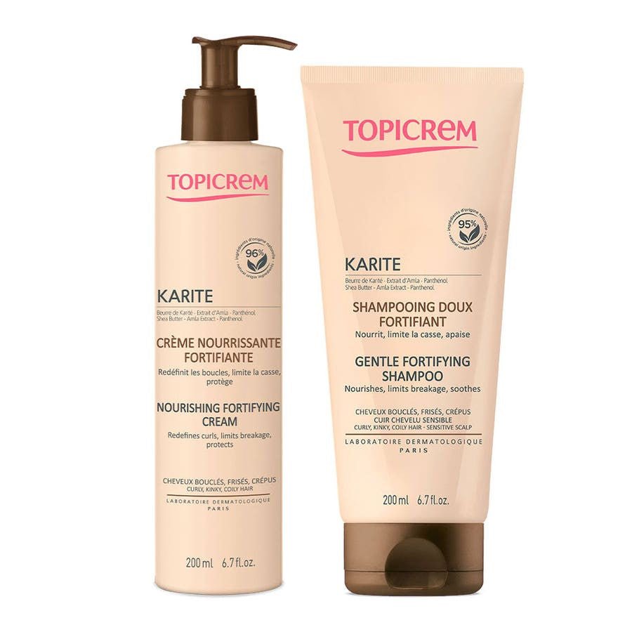 Topicrem Karite Fortifying Shampoo & Nourishing Cream Routine for Curly and Frizzy Hair - FrenchBeautyHub