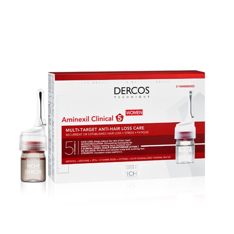 Vichy Dercos Aminexil Clinical 5 Anti - Hair Loss Ampoules Women x21 - FrenchBeautyHub